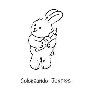 Imagen para colorear de conejo grande animado con zanahoria