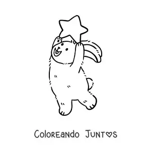 Imagen para colorear de conejo animado riendo con estrella