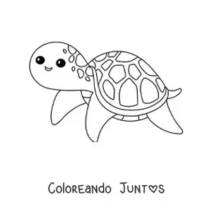 Imagen para colorear de tortuga acuática kawaii
