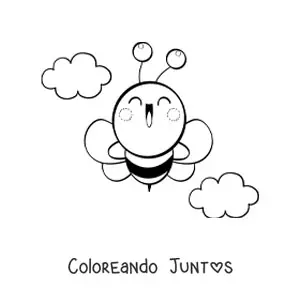 Imagen para colorear de abeja kawaii grande volando