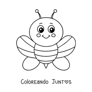 Imagen para colorear de abeja kawaii animada grande