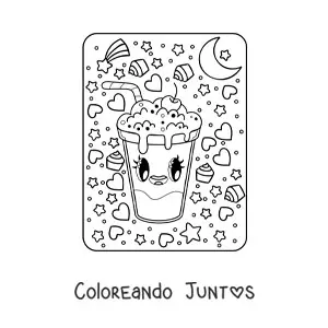 Imagen para colorear de malteada kawaii grande