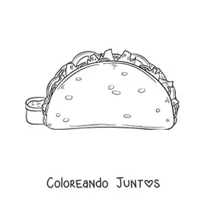 Imagen para colorear de un taco con  guacamole