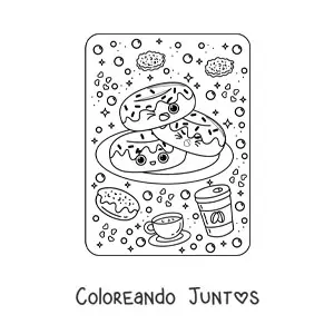 Imagen para colorear de donas kawaii