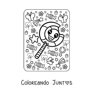 Imagen para colorear de chupeta kawaii