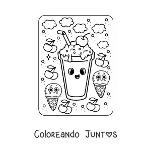 Imagen para colorear de bebida helada kawaii