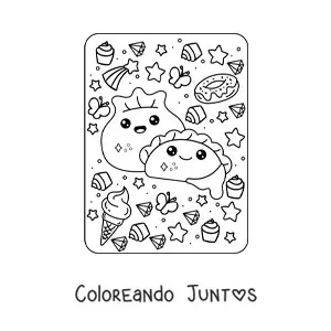 Imagen para colorear de pasta kawaii