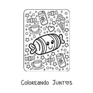 Imagen para colorear de caramelo kawaii grande