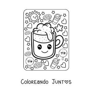 Imagen para colorear de cerveza kawaii grande
