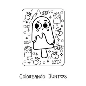 Imagen para colorear de paleta helada kawaii grande