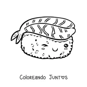 Imagen para colorear de sushi kawaii grande
