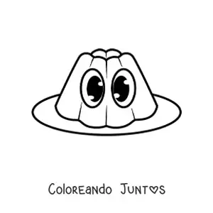 Imagen para colorear de gelatina kawaii con frutas