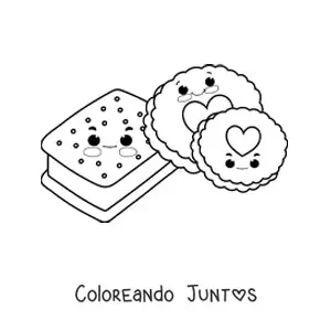 Imagen para colorear de galletas y helado kawaii
