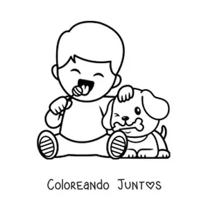 Imagen para colorear de niño comiendo una paleta