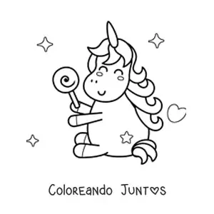 Imagen para colorear de unicornio kawaii con paleta