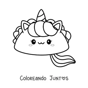 Imagen para colorear de taco unicornio kawaii