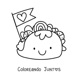 Imagen para colorear de taco kawaii grande con corazón