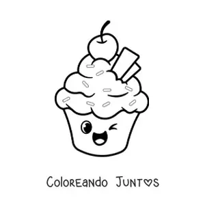 Imagen para colorear de cupcake animado