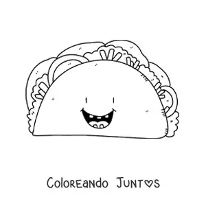 Imagen para colorear de un taco animado