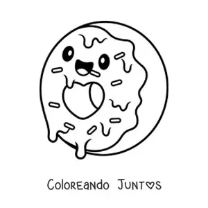 Imagen para colorear de dona kawaii