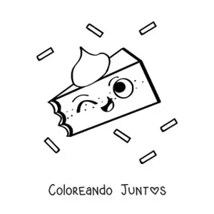 Imagen para colorear de rebanada de pastel animada