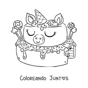 Imagen para colorear de pastel de unicornio