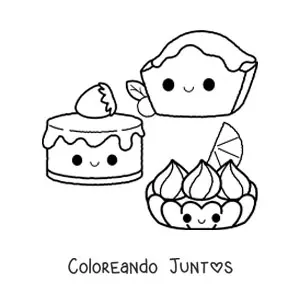 Imagen para colorear de pasteles kawaii
