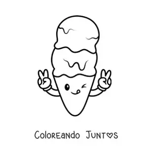 Imagen para colorear de cono de helado animado grande