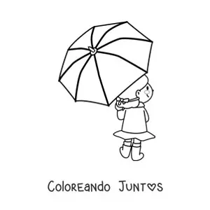 Imagen para colorear de muñeca kawaii con sombrilla