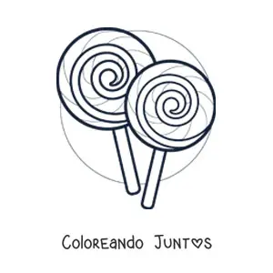 Imagen para colorear de dos paletas de caramelo en espiral