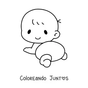 Imagen para colorear de bebé en pañales gateando