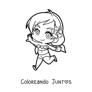Imagen para colorear de chica kawaii en bikini