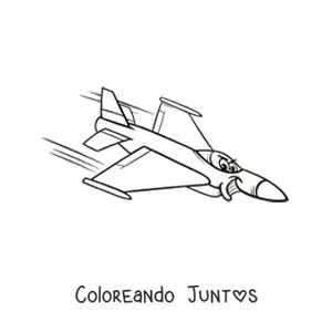 Imagen para colorear de avión de guerra animado