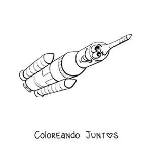 Imagen para colorear de cohete animado