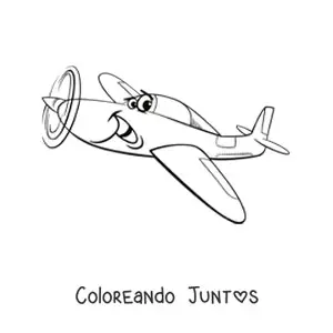 Imagen para colorear de avioneta animada