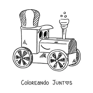 Imagen para colorear de tren animado grande