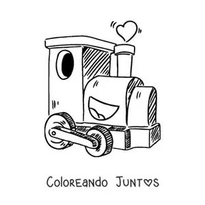 Imagen para colorear de tren animado kawaii