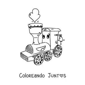 Imagen para colorear de tren animado bonito
