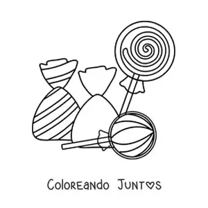 Imagen para colorear de paletas y bolsas de caramelos