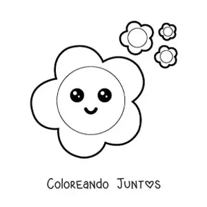 Imagen para colorear de flores kawaii grandes