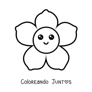 Imagen para colorear de flor kawaii grande fácil