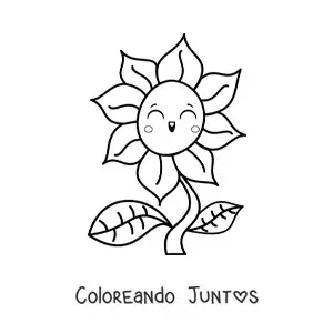 Imagen para colorear de flor kawaii grande bonita