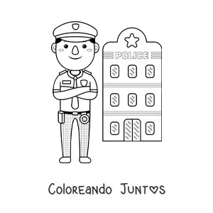Policía kawaii frente a la estación