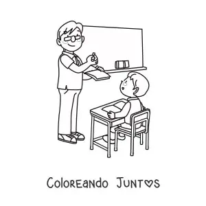 Imagen para colorear de profesor y alumno