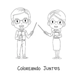 Imagen para colorear de pareja de profesores
