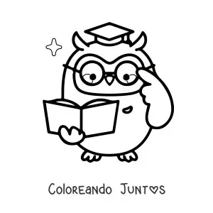 Imagen para colorear de profesor búho animado