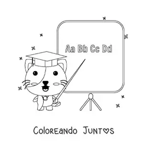 Imagen para colorear de profesor gato animado