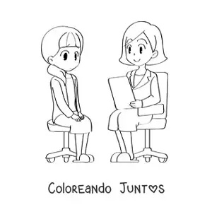 Imagen para colorear de doctora atendiendo a una paciente