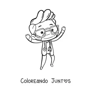 Imagen para colorear de doctor kawaii con estetoscopio