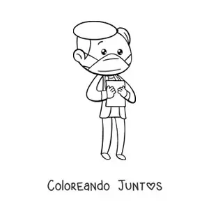 Imagen para colorear de doctor kawaii con mascarilla